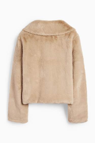 Dames - Jas van imitatiebont - beige