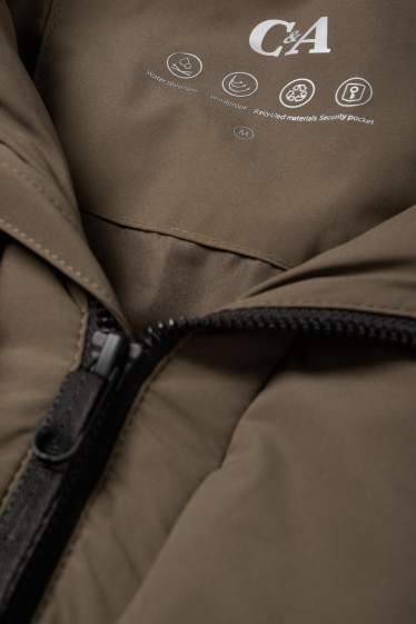 Hommes - Parka à capuche - hiver - déperlante - marron