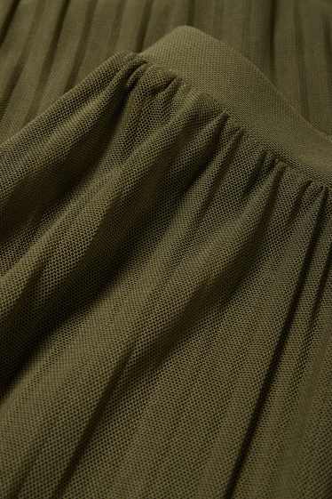 Dámské - Sukně ze síťovaného materiálu - khaki