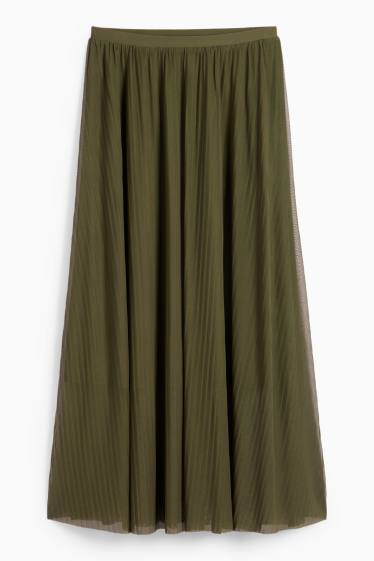 Dámské - Sukně ze síťovaného materiálu - khaki
