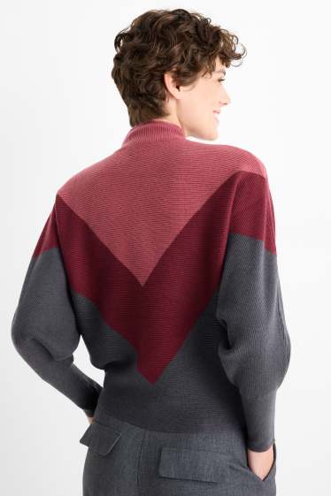 Women - Jumper - ribbed - bordeaux