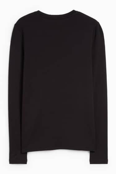 Dámské - Tričko s dlouhým rukávem - slim fit - černá
