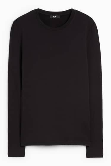 Dámské - Tričko s dlouhým rukávem - slim fit - černá