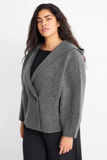 Women - Cardigan with hood - dark gray