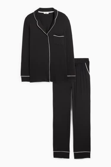 Damen - Viskose-Pyjama - schwarz