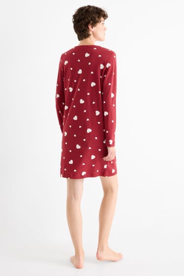 Dames - Nachthemd - met patroon - rood