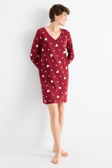 Dames - Nachthemd - met patroon - rood