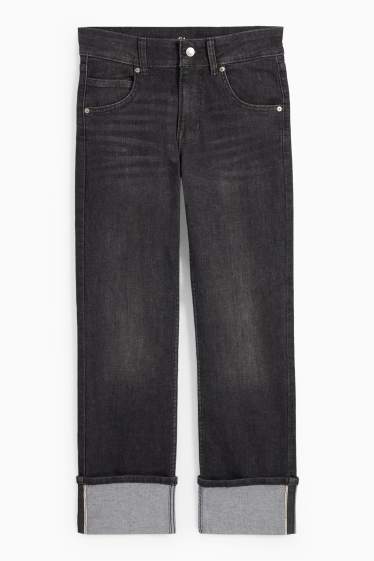Dames - Crop straight jeans - mid waist - LYCRA® - jeansgrijs