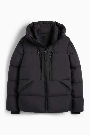 Herren - Steppjacke mit Kapuze - schwarz