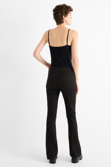 Dámské - Bootcut jeans - mid waist - s úzkými proužky - džíny - tmavošedé