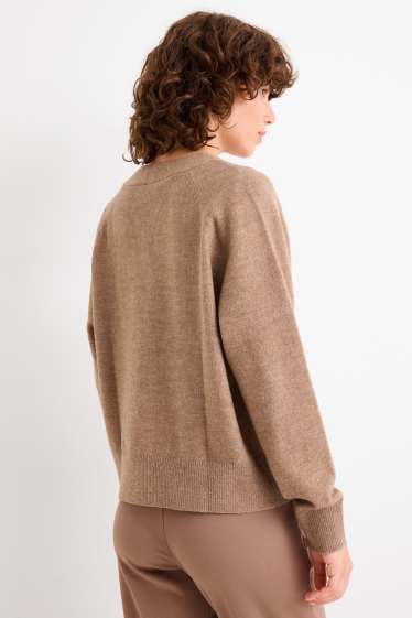 Femei - Cardigan tricotat - maro deschis