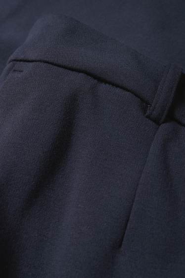 Dámské - Plátěné kalhoty - high waist - tapered fit - tmavomodrá