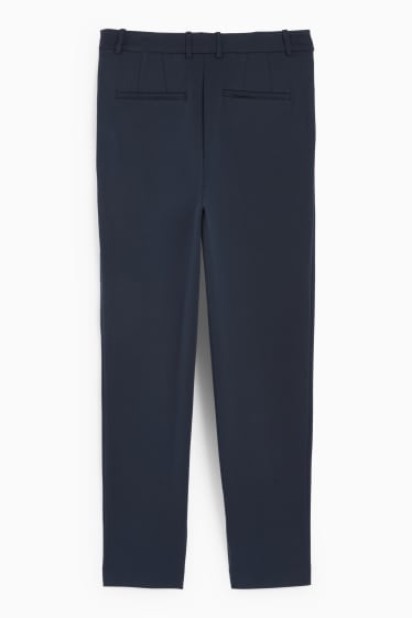 Dámské - Plátěné kalhoty - high waist - tapered fit - tmavomodrá