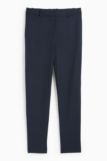Dámské - Plátěné kalhoty - high waist - tapered fit - tmavomodrá