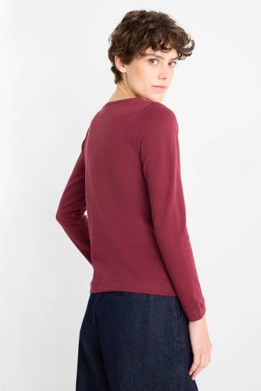 Women - Long sleeve top - regular fit - bordeaux
