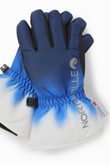 Kinderen: jongens - Skihandschoenen - waterdicht - met patroon - donkerblauw