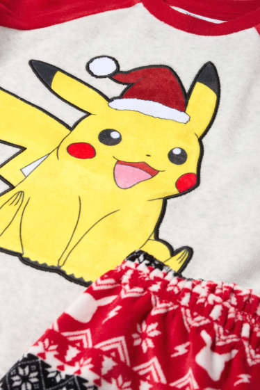 Copii - Băieți - Pokémon - Pikachu - set - pijama cu motive de Crăciun și mască de dormit - roșu