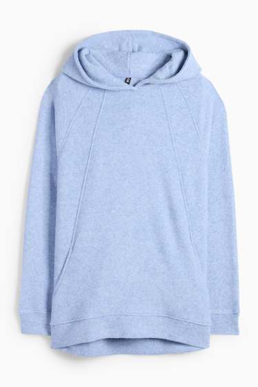 Damen - Frottee-Kapuzenpullover - hellblau