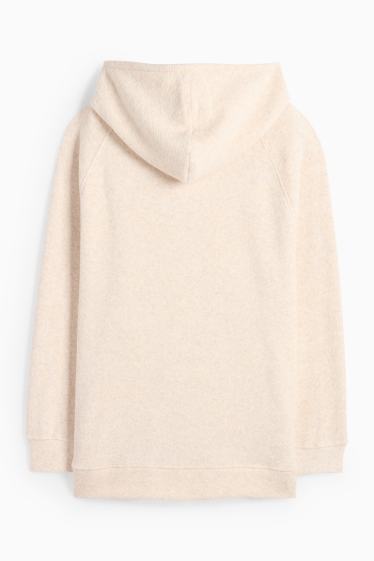 Dames - Capuchontrui van badstof - licht beige