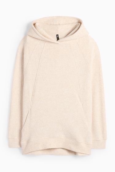 Dames - Capuchontrui van badstof - licht beige