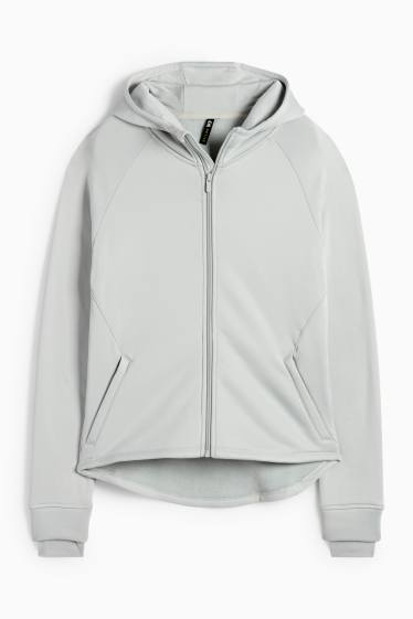 Damen - Sweatjacke mit Kapuze - hellgrau