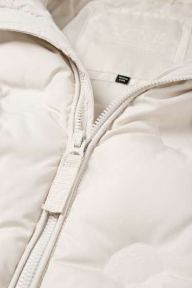 Kinder Mädchen - Steppjacke mit Kapuze - wasserabweisend - hellbeige