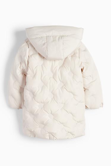 Kinder Mädchen - Steppjacke mit Kapuze - wasserabweisend - hellbeige