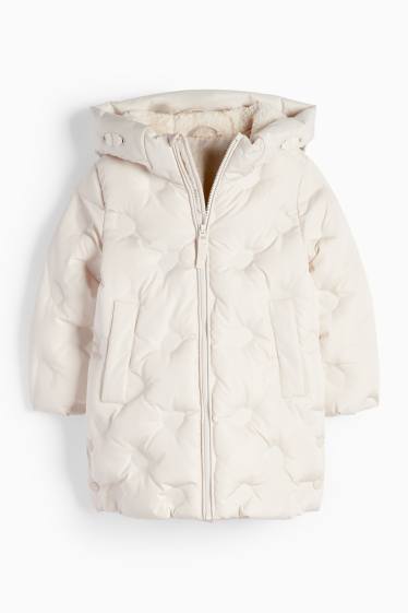 Kinder Mädchen - Steppjacke mit Kapuze - wasserabweisend - hellbeige