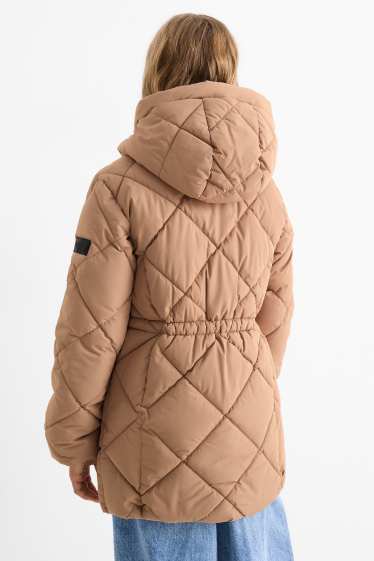 Kinderen: meisjes - Jas met stiksels met capuchon - waterafstotend - beige