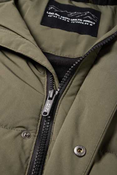 Children Boys - Quilted jacket with hood - water-repellent - khaki