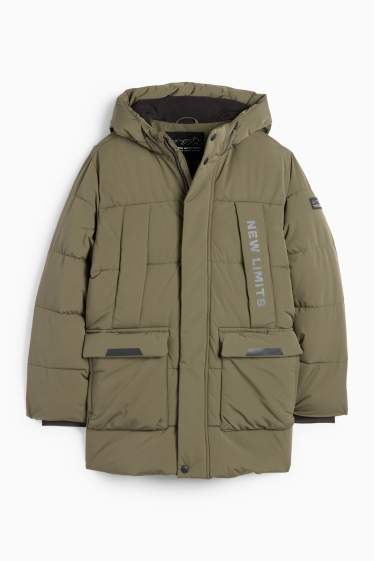 Children Boys - Quilted jacket with hood - water-repellent - khaki