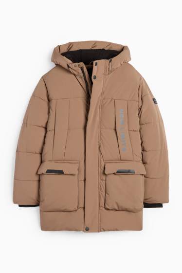 Bambini - Giacca trapuntata con cappuccio - idrorepellente - marrone
