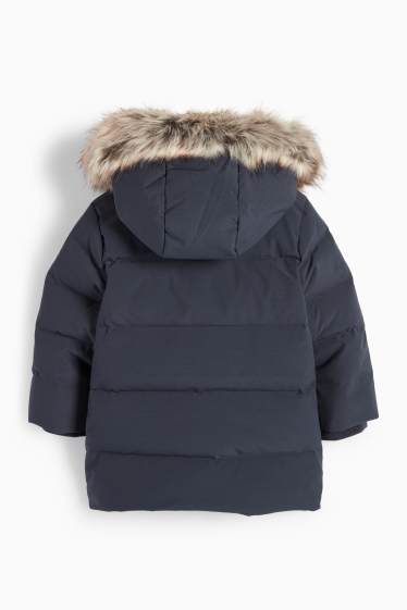 Children Boys - Down jacket with hood and faux fur trim - dark blue