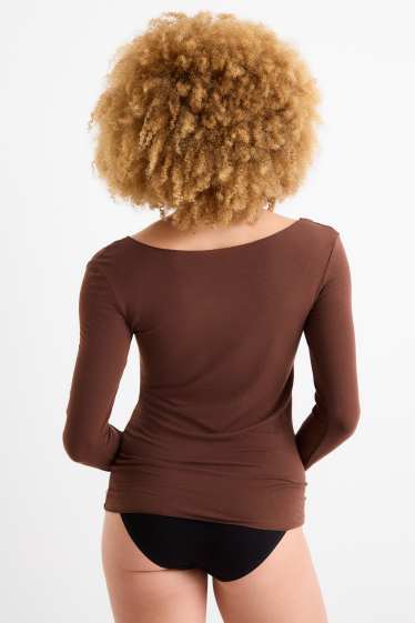 Femmes - Maillot de corps en cachemire mélangé - marron