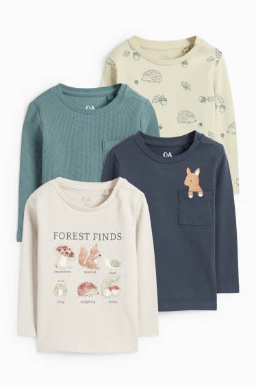 Baby Boys - Multipack of 4 - woodland animals - baby long sleeve top - light beige
