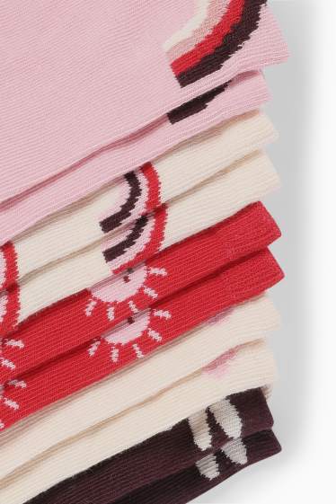 Niños: niñas - Pack de 5 - soles y arcoíris - calcetines con dibujos - rosa