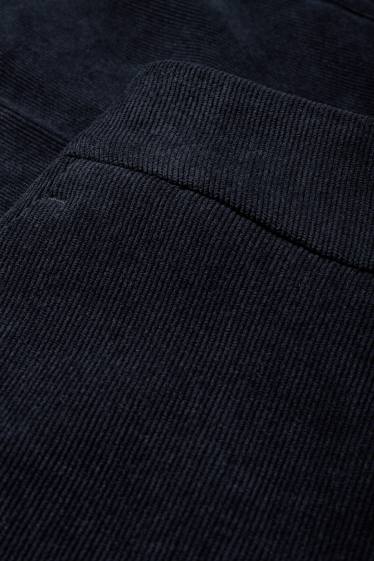 Femei - Pantaloni din catifea reiată - talie medie - wide leg - albastru închis