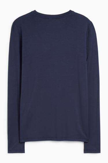 Dámské - Tričko s dlouhým rukávem - slim fit - tmavomodrá