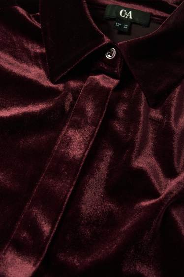 Dames - Satijnen blouse - bordeaux