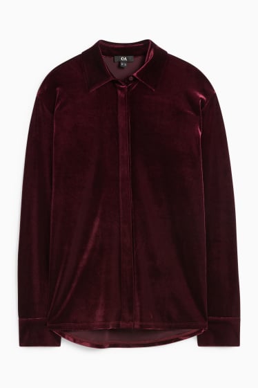 Dames - Satijnen blouse - bordeaux