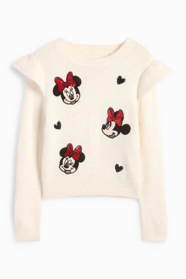 Kinderen: meisjes - Minnie Mouse - trui - crème wit