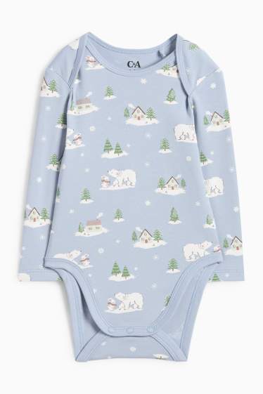 Baby Mädchen - Eisbär und Winter - Baby-Body - hellblau
