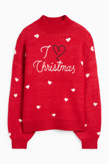 Femmes - Pull de Noël - I Love Christmas - rouge