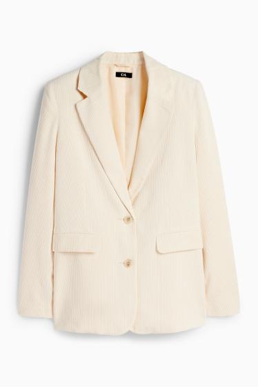 Damen - Cord-Longblazer - Regular Fit - cremefarben