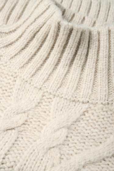 Femmes - Pull court - motif tressé - beige clair