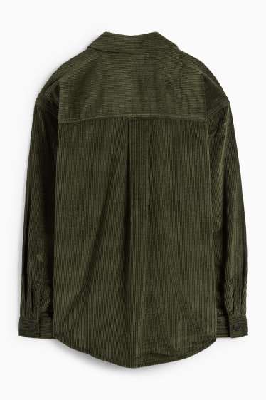 Damen - Cord-Bluse - dunkelgrün
