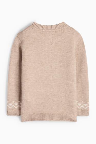 Baby Jungen - Rentier - Baby-Weihnachtspullover - beige