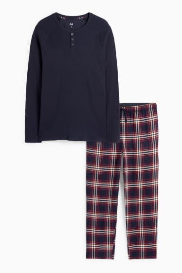 Bărbați - Pijama cu pantaloni din flanel - albastru închis