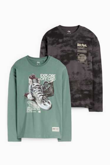 Kinder Buben - Multipack 2er - Sneaker und Skaten - Langarmshirt - grün