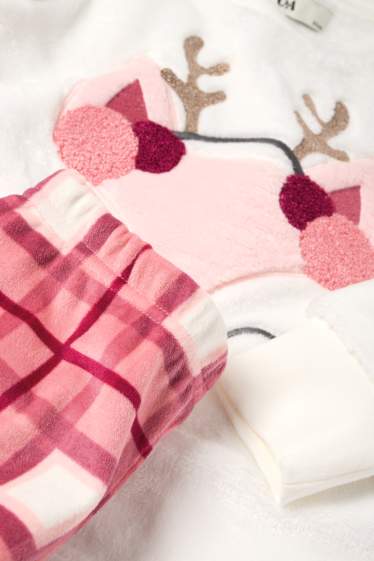 Kinder Mädchen - Reh - Winterpyjama - 2 teilig - rosa